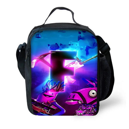 Isolierte Kinder-Thermotasche mit großem Fassungsvermögen für Jungen, Hot Game F-FortniteS, Mädchen, Schüler, Outdoor-Picknick, wiederverwendbare Kühltasche für das Mittagessen