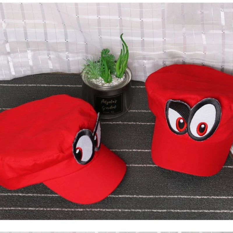 Cappellino da cosplay per il gioco anime Super Luigi Brothers, Cosplay Odyssey, unisex per adulti, divertente, con grandi occhi, cappellino da baseball