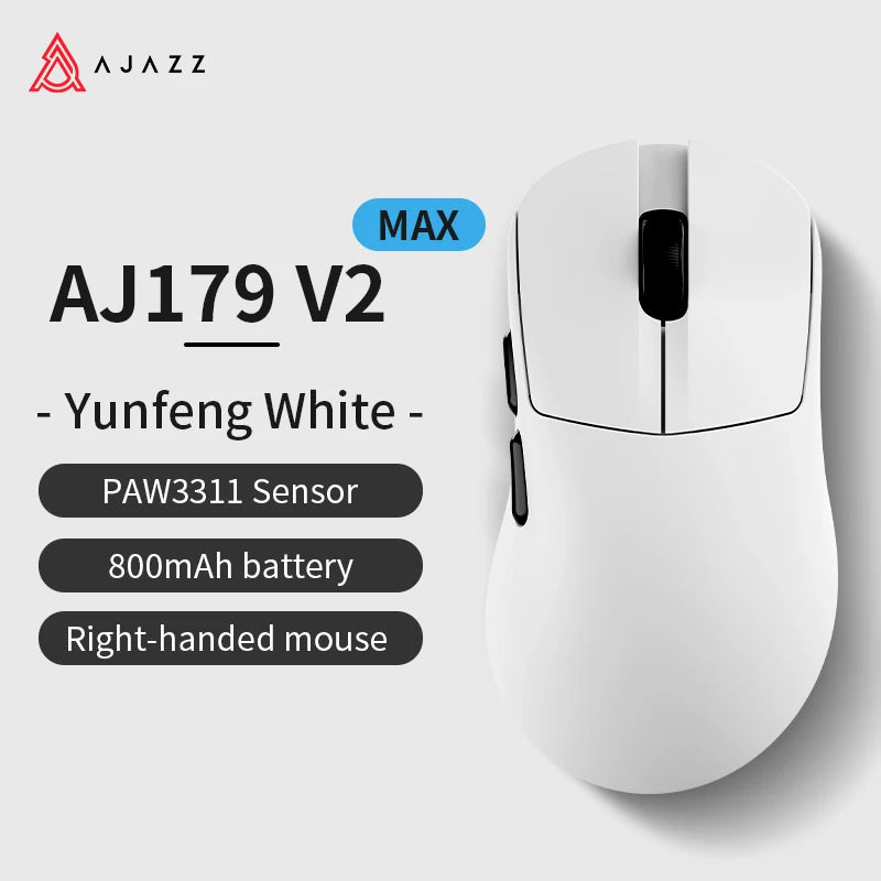 AJAZZ AJ179 V2 MAX Tri-mode right-handed mouse 56g lightweight PAW3311 sensor Huanuo Micro Switch TelinkMicrochip