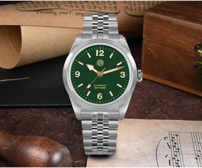 San Martin 38mm Men Sport Watch Fashion Luxury Explore Climbing Automatic Mechanical Sapphire Waterproof 5 Links Bracelet BGW-9