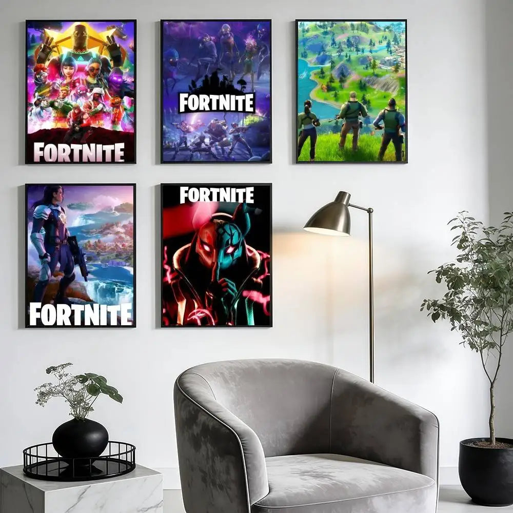 F-FORTNITES-ES Online Game Poster Stickers Art Print Retro Vintage Wall Decor HD Living Room Home Office Gift Occasion