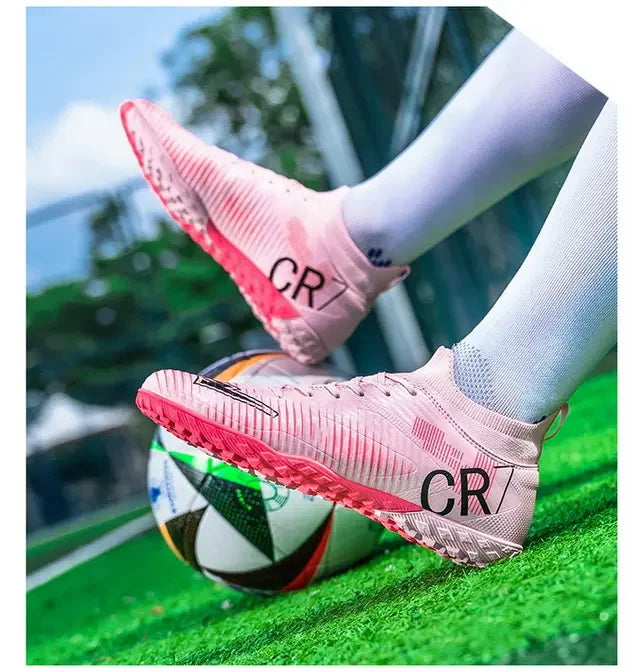 Kinder-Fußballschuhe mit Zehenschutz, Schnürverschluss, kurzen rutschfesten Stollen, strapazierfähig und atmungsaktiv, für Outdoor-Spiele auf Rasen