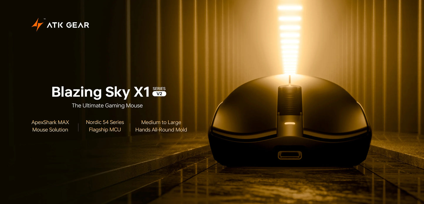 ATK Blazing Sky X1 V2 Ultimate Dual Mode Wireless Mouse Lightweight PAW3950 Ultra Dual 8K HZ Low Latency Custom Ergonomics Mouse