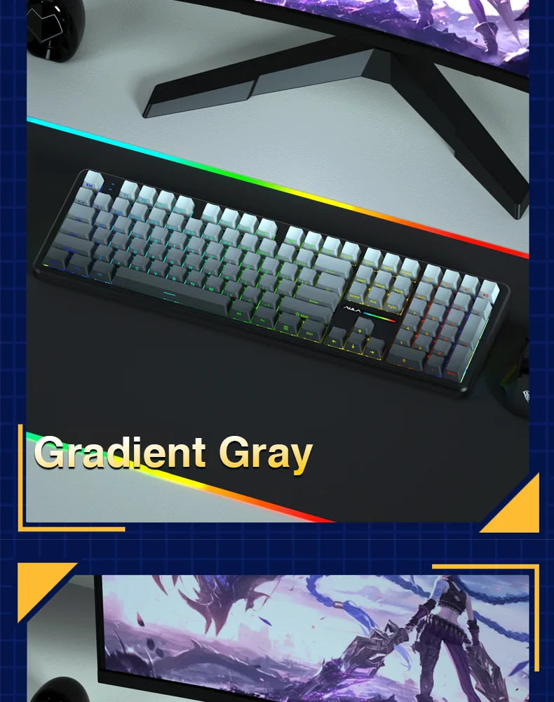 AULA F108 Keyboard 100% Layout 1K Polling Rate Mechanical Gaming Keyboard Hot Swappable Linear Switch with Macro Software