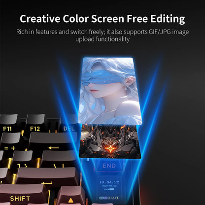 AULA S75 PRO Mechanical Keyboard 75% Custom Layout RGB Backlight Wireless Bluetooth Gaming Keyboard with Screen Knob