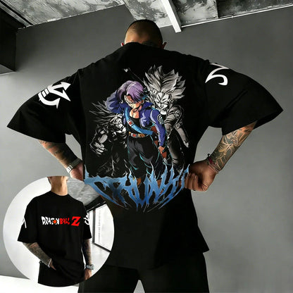 2026 New Hot Anime Dragon Ball Goku Printed Cotton Men's T-shirt Overside American and Women's Breathable Sports Round-neck