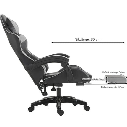 Ergonomic gaming chair, office chair, height adjustable,PU leather computer chair, with headrest and lumbar support, 360° swivel