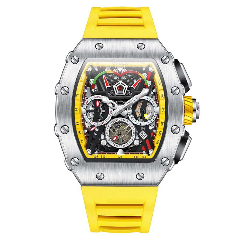 ONOLA Luxury Men Mechanical Watch with Hollow Out Luminous Automatic Watch 3Bar Waterproof Reloj Hombre