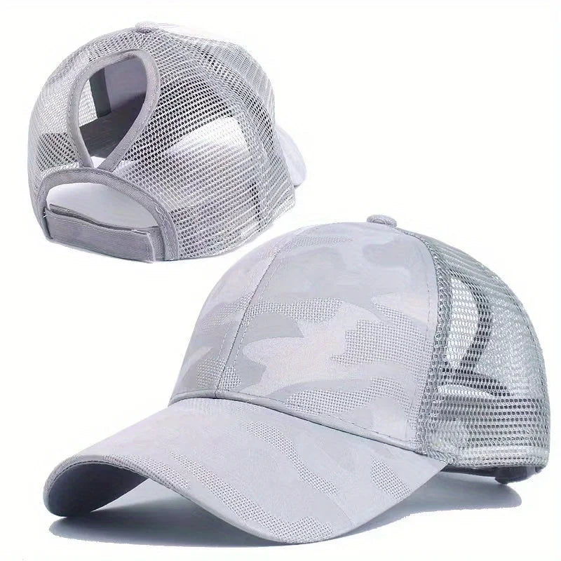 Baseballkasketter til kvinder med hestehale, forår/sommer, solhat i netstof, løbekasket med snapback, justerbar til kvinder og piger, udendørs kasketter med skygge