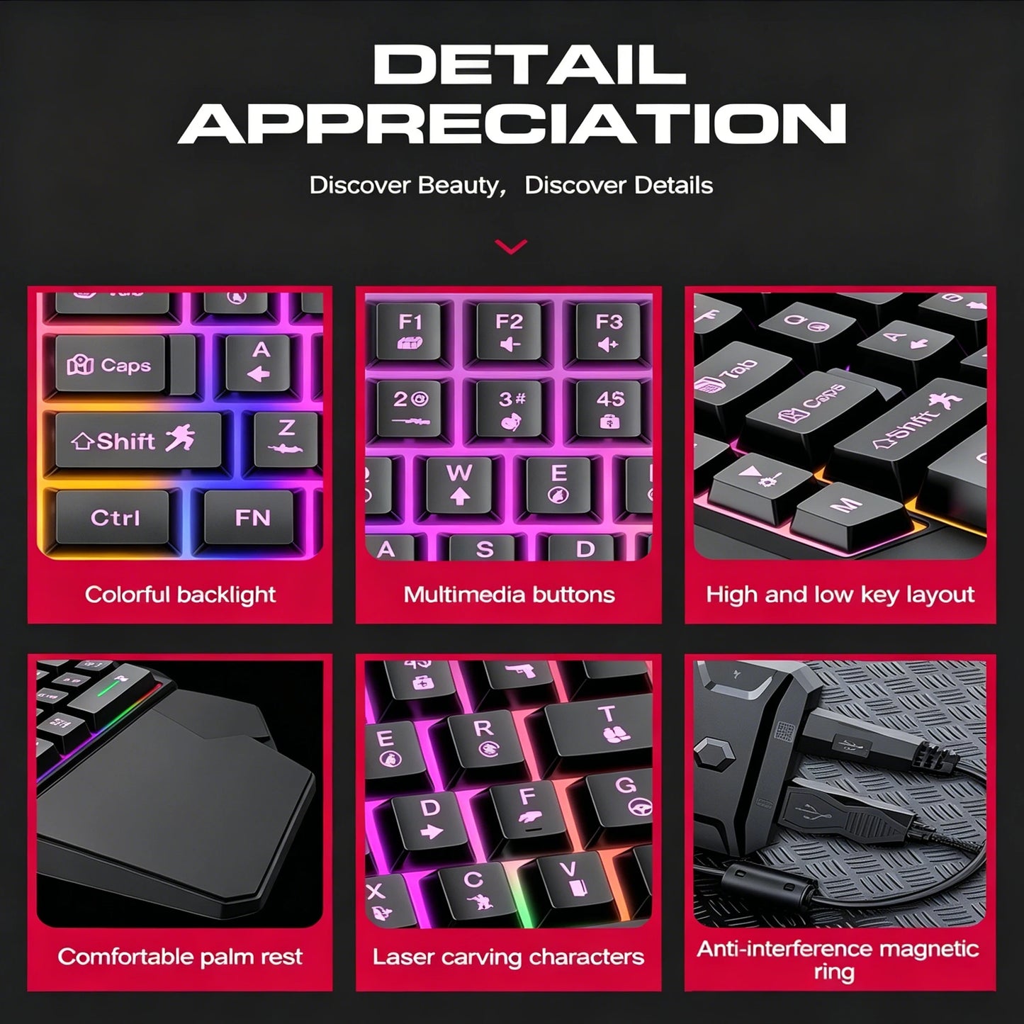 Wired One-Handed RGB Mechanical Gaming feel Keyboard,Mecha Membrane 40 Keys USB Professional Gaming Keypad Multimedia buttons