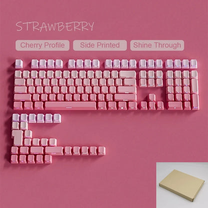 New 133 Key Gradient Gray PBT Double Shot Keycap Side Print Shine Through Backlit Keycaps For Cherry Gamer Mechanical Keyboard