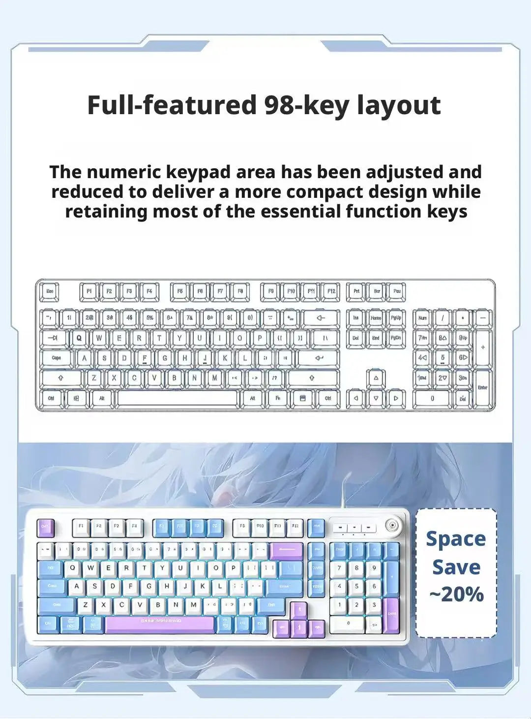 Wired Gaming Keyboard Mechanical Feel with Rotary Knob Three Color Mixed Backlit for PC Desktop Laptop Computer Accessories