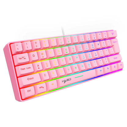 Keyboard gaming pc Backlit pink Keyboards 61 keys mini computer 60% Musical Usb lady ergonomic office Wired key board portable