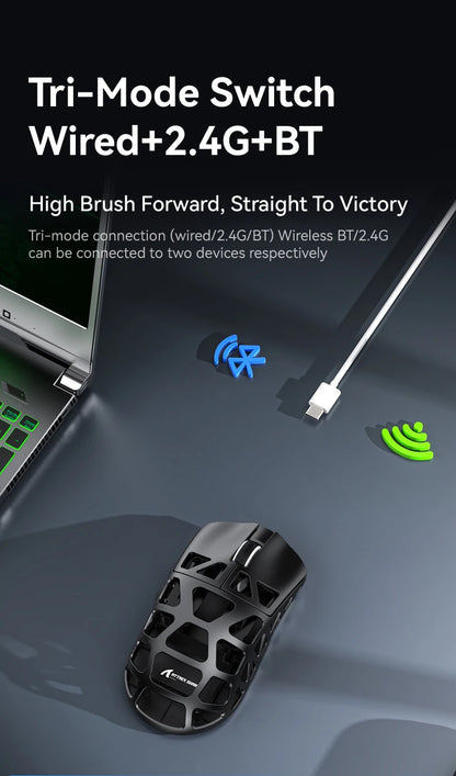 ATTACK SHARK R3 Gaming Mouse Magnesium Alloy Honeycomb,Ultra-Lightweight 8K Hz, PAW3395 Sensor, 26000 DPI, Ergonomic Shel