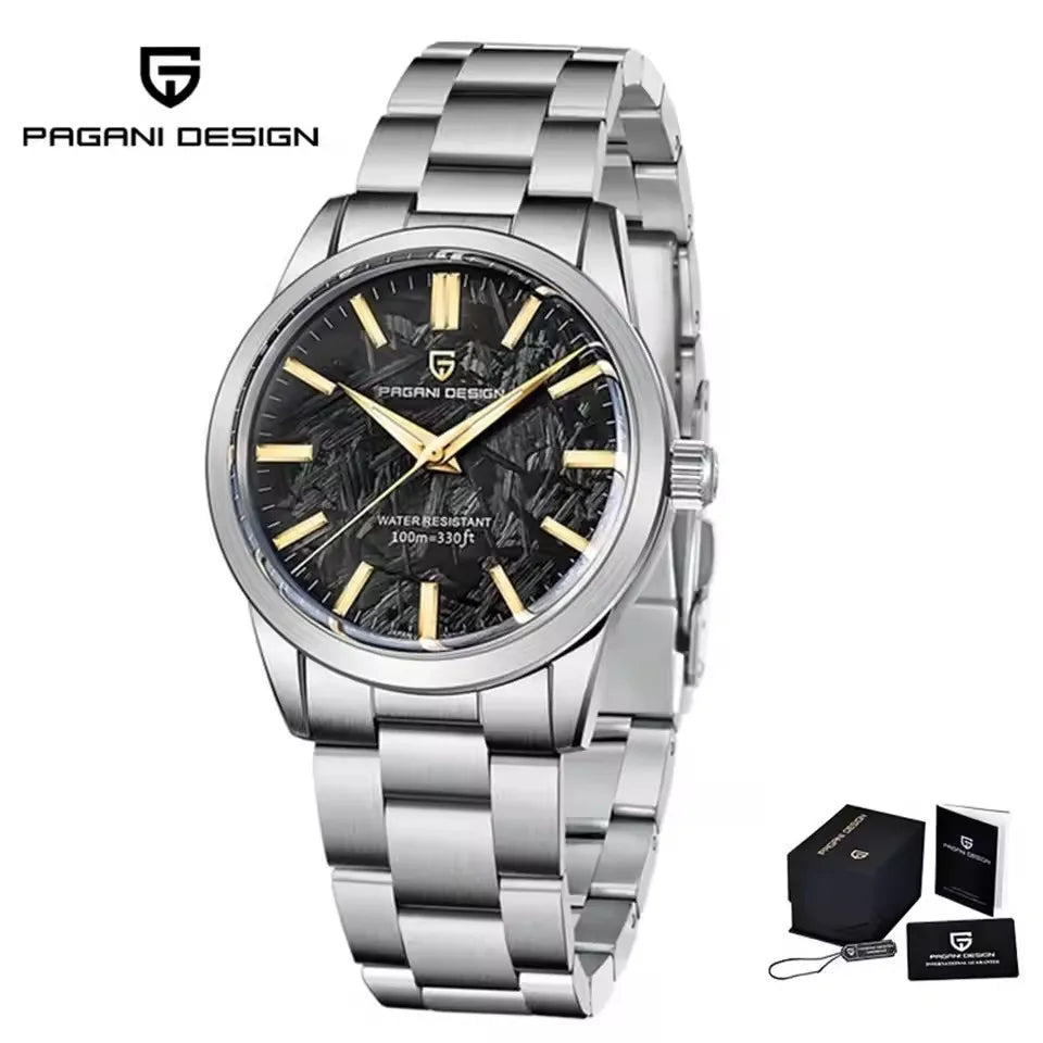 PAGANI DESIGN 40MM Meteorit-Zifferblatt Herren-Quarzuhr Luxus Business Saphir 316L Edelstahl 100M wasserdichte Uhr für Herren