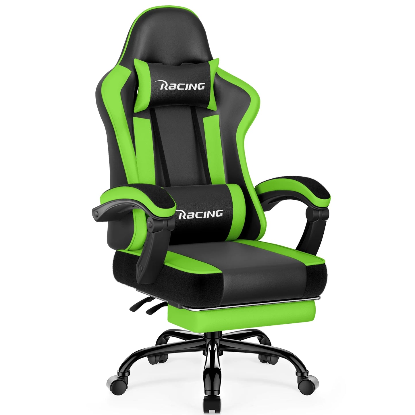 AUTHMIC Ergonomic Gaming Chair with 170° Reclining Backrest, Foldable Footrest, Soft Armrests, Supports150kg,Breathable Material