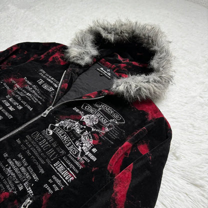 2026 New American Fashion Trend Goth Printed Zipper Hoodie Women Street Hip Hop Punk Rock Sweatshirt Unisex Casual Loose Hoodie