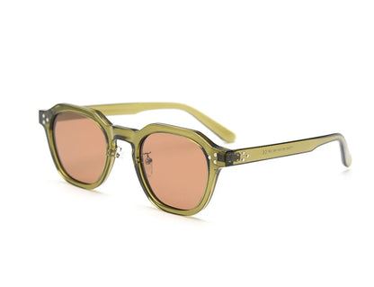 Peekaboo korean style retro sun glasses for women TR90 frame polygon polarized sunglasses uv400 male green brown 2023 summer