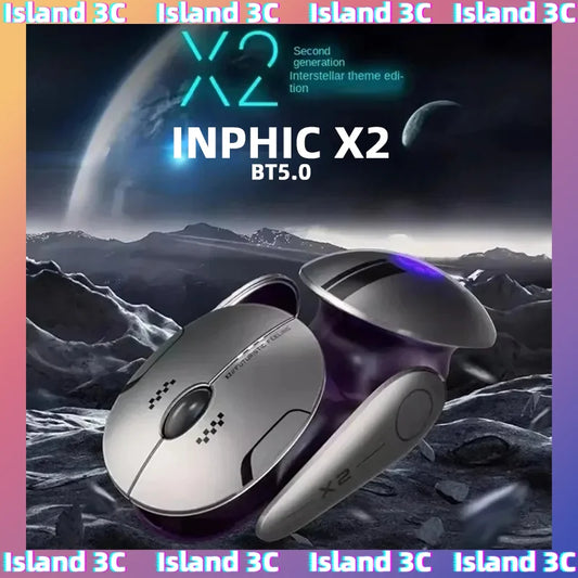 Inphic X2 Tri-Mode Metal Bluetooth Wireless Mouse Silent Rechargeable E-Sports Backlight Gaming PC Laptops Accessories Gift
