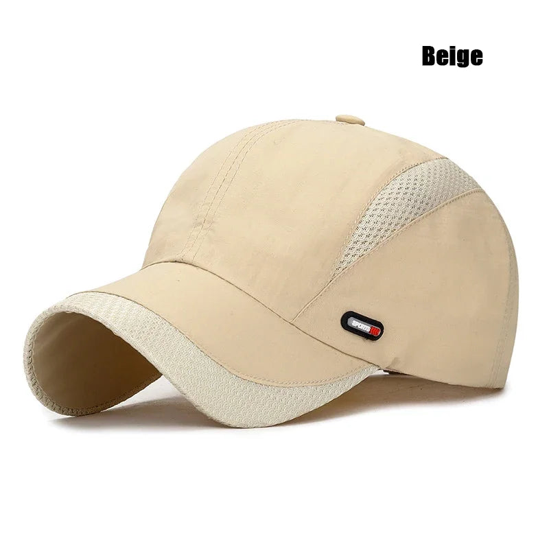 Summer Breathable Mesh Quick-Drying Hat Outdoor Sports Sun Hat Red Leather Label Sun Protection Sun Hat