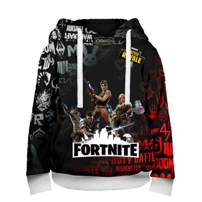 Fortnite-fanien huppari 3D Battle Royale -printillä – cosplay Victory -painettu huppari miehille, naisille ja lapsille, hupullinen streetwear-collegepaita