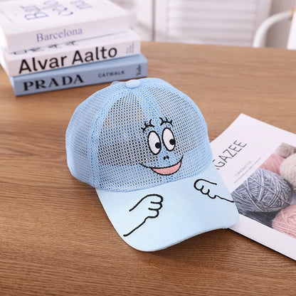 Nuovo cappellino estivo carino per ragazzi, ragazze e bambini con faccina sorridente, in rete, stile Kawaii, cappellino da baseball popolare in stile hip hop, cappellino da sole, DropShipping