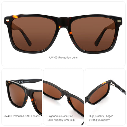 ZENOTTIC Trendy Polarized Sunglasses UV400 Protection Acetate Square Sun Glasses Classic Design Shade for Women Men