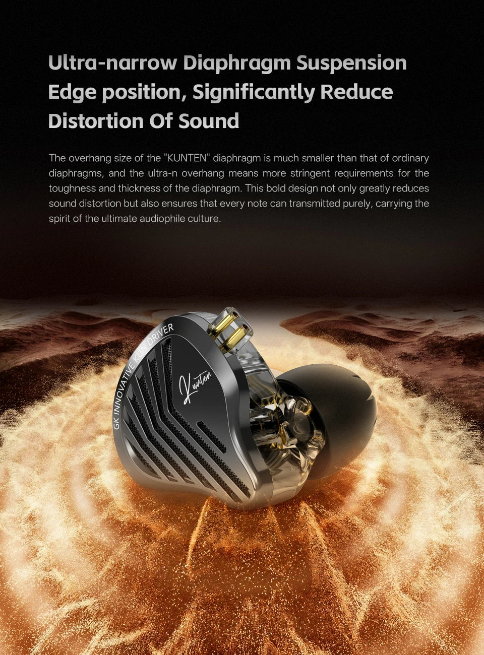 GK KUNTEN Earphones New Generation Dynamic Driver Unite Headests Hifi Music Earbuds DJ Headphones