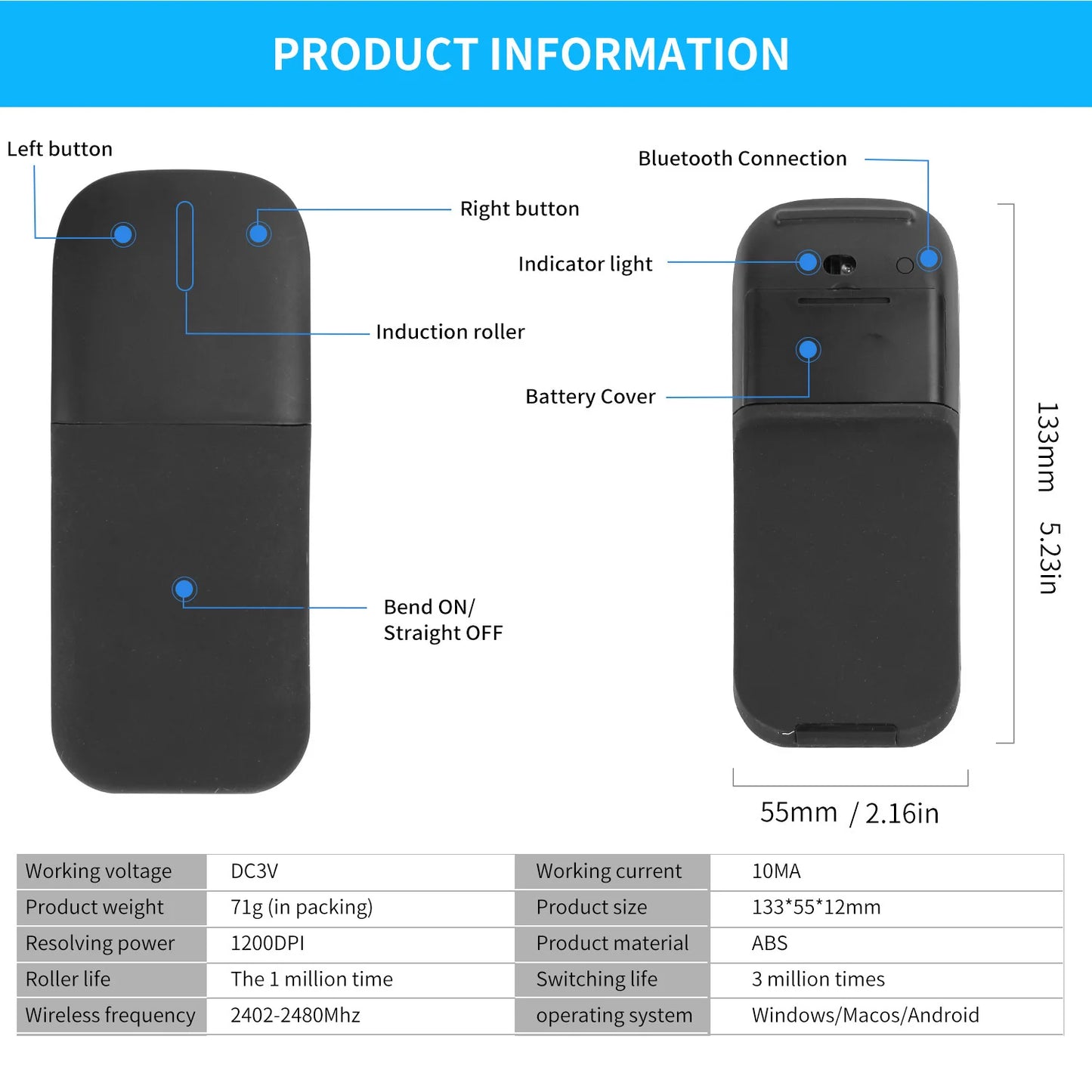 Bluetooth Arc Touch Mouse For Microsoft Surface Wireless Ergonomic Mause Computer 3D Silent Laser Mice For Laptop PC Windows