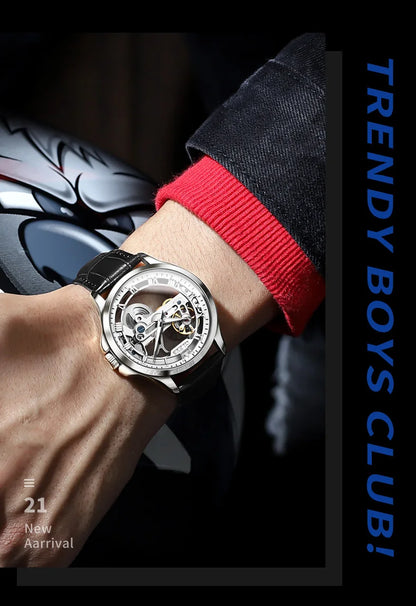 OLEVS 6661 Automatic Watch For Men Skeleton Original Mechanical Movement Man Wristwatch Waterproof Luminous Sport Men's Watches