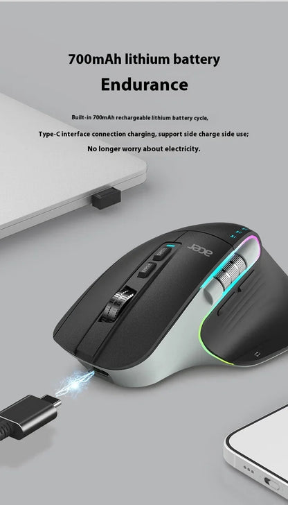 Acer Omr225 Gamer Mouse 3mode Bluetooth Wireless Mouse Dual Scroll Ergonomic Mouse Custom Programming Gaming Mice Office Mouses