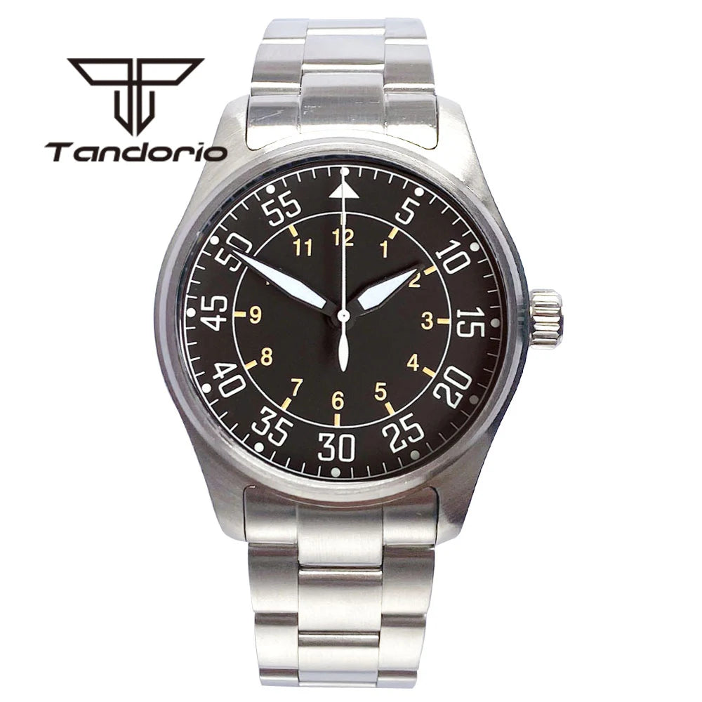 Tandorio 39mm Diving Pilot Automatic Watch for Men NH35/PT5000/Miyota8215 Movement AR Sapphire Crystal 20BAR Waterproof Luminous
