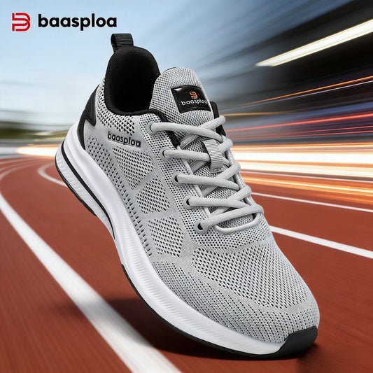 Baasploa Men Running Shoes Brand Male Designer Mesh Casual Sneakers Lightweight Lace-Up New Male Outdoor Sports Tennis Shoe