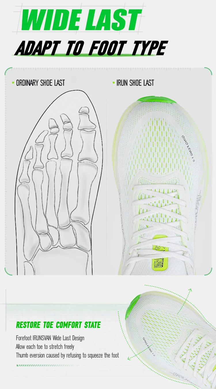 IRUNSVAN  New Carbon Plate Marathon Running Shoes Lightweight Shock-Absorbing And Suitable For Men's Sports Shoes
