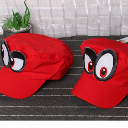Cappellino da cosplay per il gioco anime Super Luigi Brothers, Cosplay Odyssey, unisex per adulti, divertente, con grandi occhi, cappellino da baseball