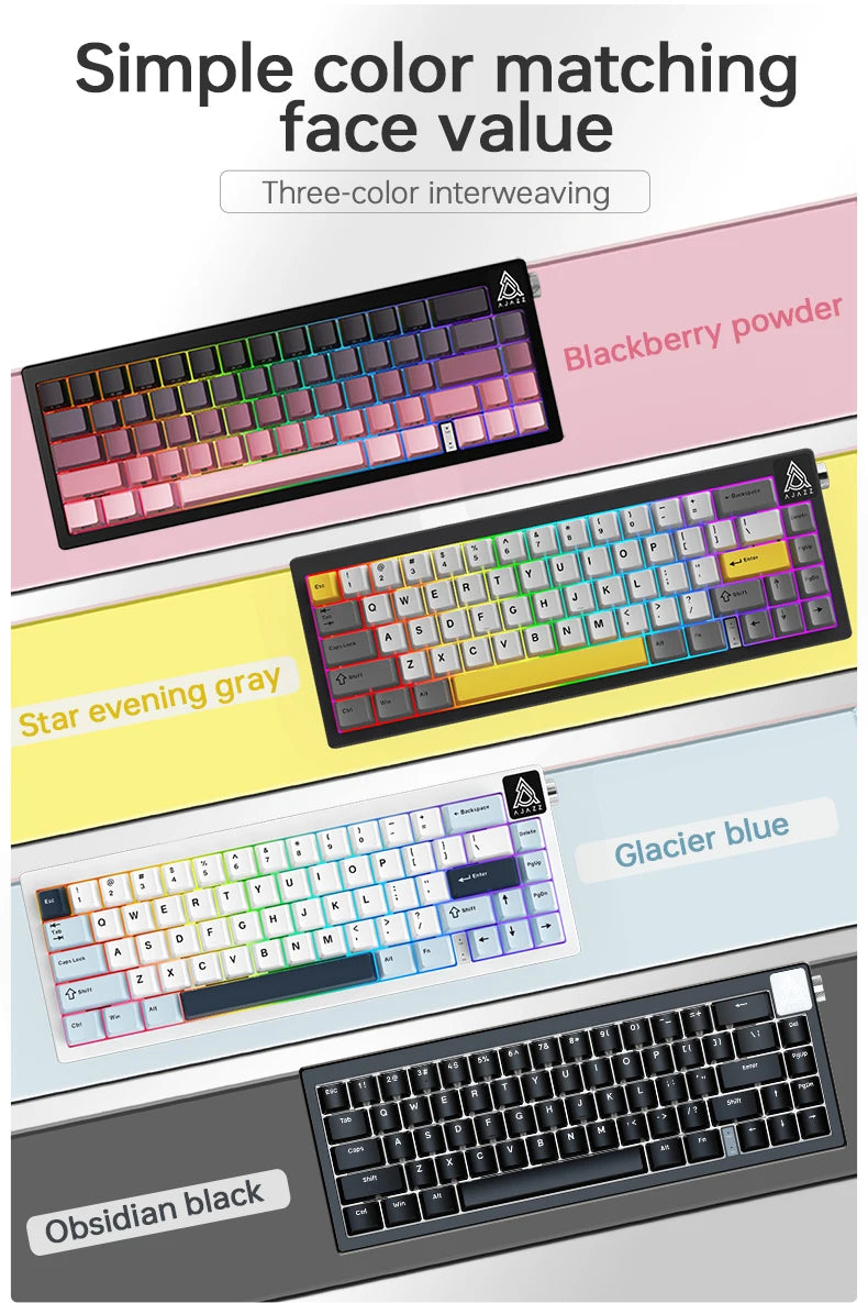 New AJAZZ AK650 Wireless Mechanical Keyboard Bluetooth Triple Mode Customized Game Gasket with Screen Gaming Wired Gift