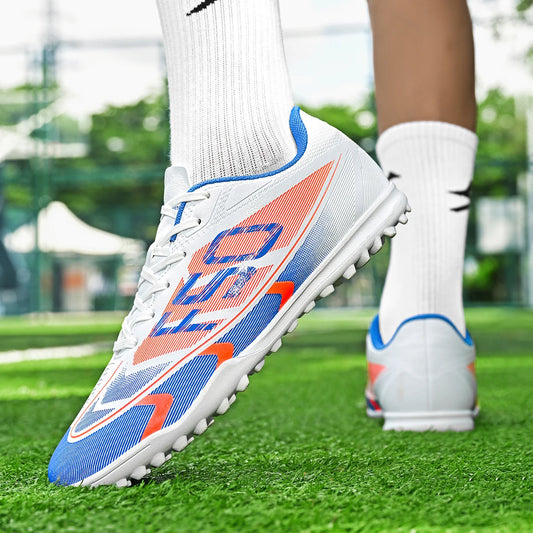 All Season TF Turf Football Boots PU Breathable Fabric Upper Rubber Non-slip Sole Durable Men Women Teenager Shoes