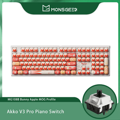 Akko MonsGeek MG108B Bun Wonderland Wireless Mechanical Keyboard MOG Profile RGB 108 Keys Full Size Hot Swap USB / 2.4G / BT 5.0