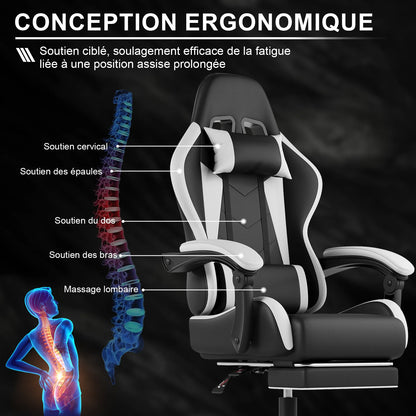 HOMALL Ergonomic gaming chair with low-noise roll office chair faux leather swing chair desk chair