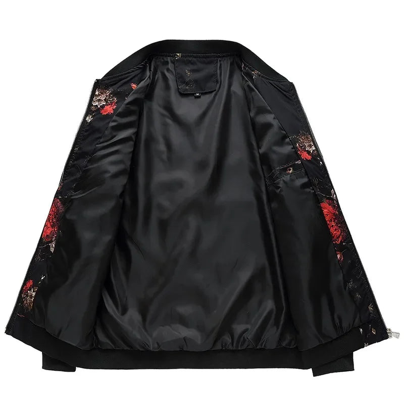 Spring and Autumn Men's Flower Jacket, Large Size Urban Casual Jacket, Multicolor Available