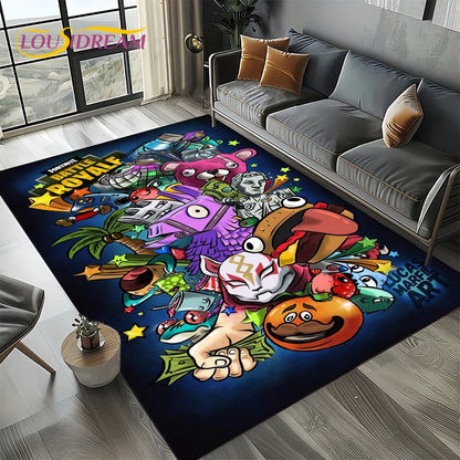 2025 New Style Fortnite-e Cartoon Rug Carpet for Living Room Bedroom Decor, Floor Mat Non-slip Decoration for Sofa Doormat Kids