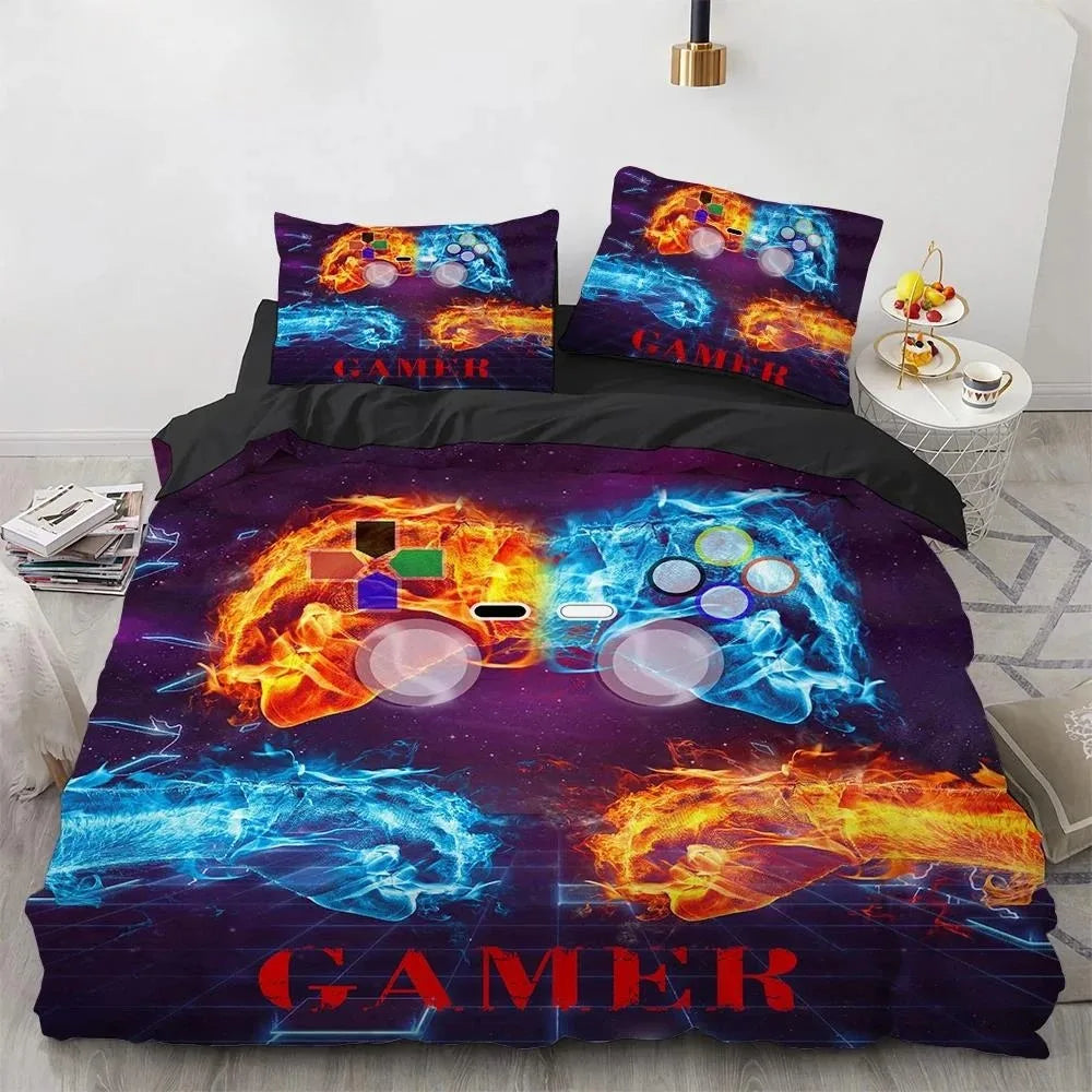 Gamer-Bettwäsche-Set für Jungen und Kinder, Gaming-Bettbezug-Set Queen, Videospiel-Deckenbezug, Bettwäsche-Set mit Playstation-Designs für Teenager und Männer