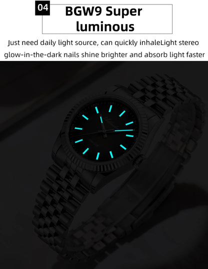 Orologio da uomo ADDIESDIVE AD2073 nuovo, vetro zaffiro, 36mm, VH31, quadrante sunburst, quarzo, impermeabile 10Bar, da immersione, luminoso