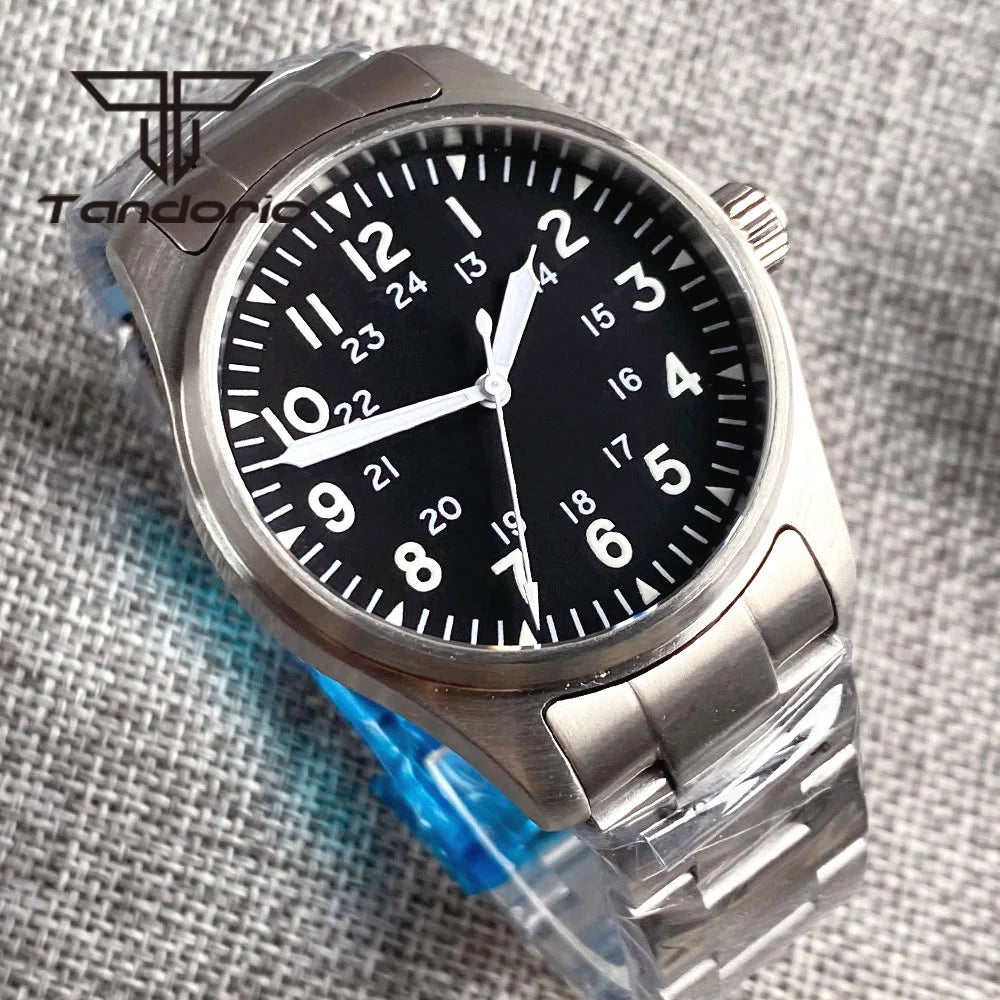 Tandorio 39mm Diving Pilot Automatic Watch for Men NH35/PT5000/Miyota8215 Movement AR Sapphire Crystal 20BAR Waterproof Luminous