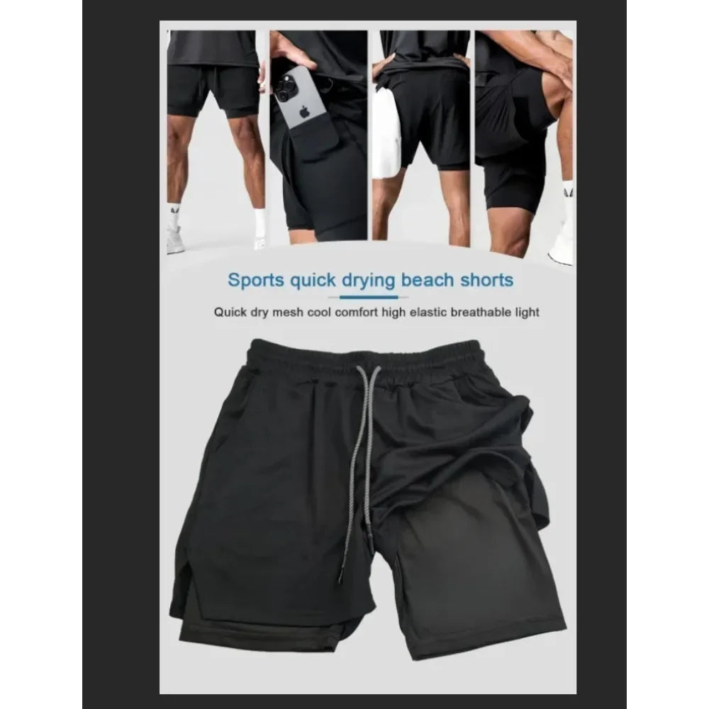 Dragon Ball Peripheral Printing Double-layer Shorts GOKU American Sports Comfortable Fashion Summer Men's Loose Breathable Pants