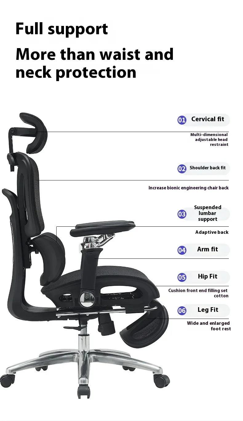 Ergonomic Office Chair Mesh Seat Adjustable Headrest Commercial Chair Footrests Support Comfortable Lumbar Chaise Ergonomique