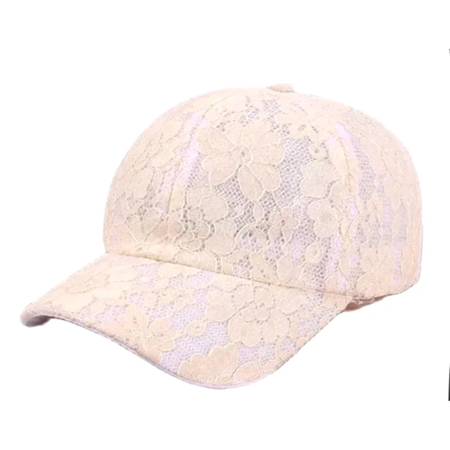 Princess-tyylinen pitsikirjailtu verkkokukka-kevät- ja kesämallinen naisten baseball-lippis, hengittävä naisten snapback-lippis, nuorille tytöille, BQ091