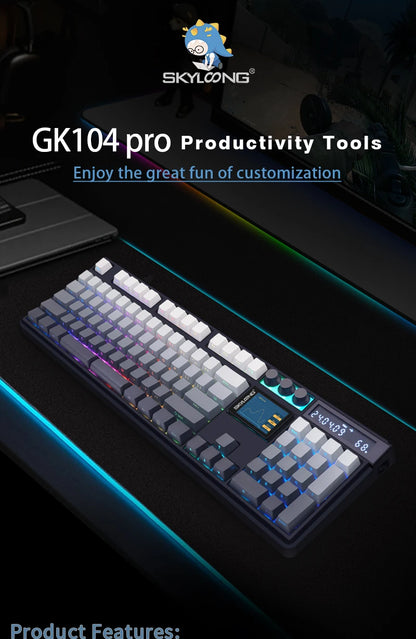 SKYLOONG GK104 Pro Wireless Mechanical Keyboard 100% Custom Keyboard Hot-Swapp Low-noise Switch for PC Gamer office Accessoies