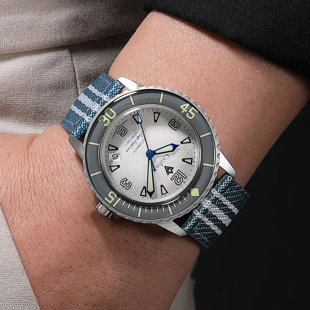 CADISEN Deep Explorer MIYOTA 8215 Automatic Mechanical Watch Man Canvas Strap Wristwatch Luxury Luminous Waterproof Watches