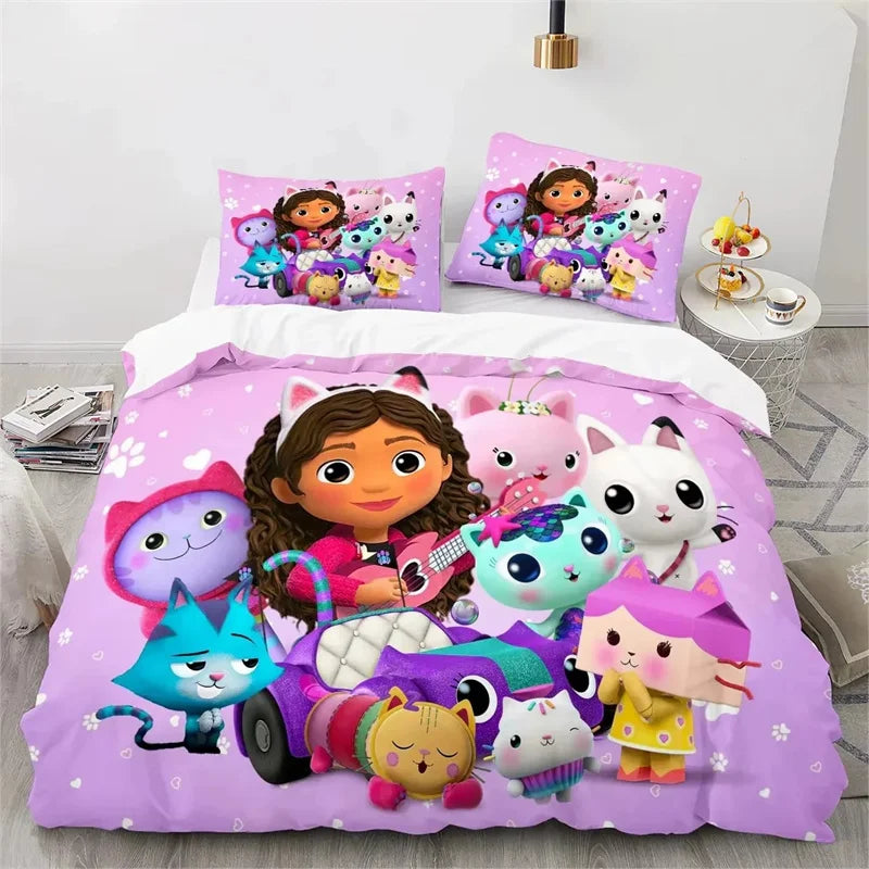 Gabby's Dollhouse 3D Printed Duvet Case Pillowcase Bedding Set Twin Full King for Kids Adults Bedroom